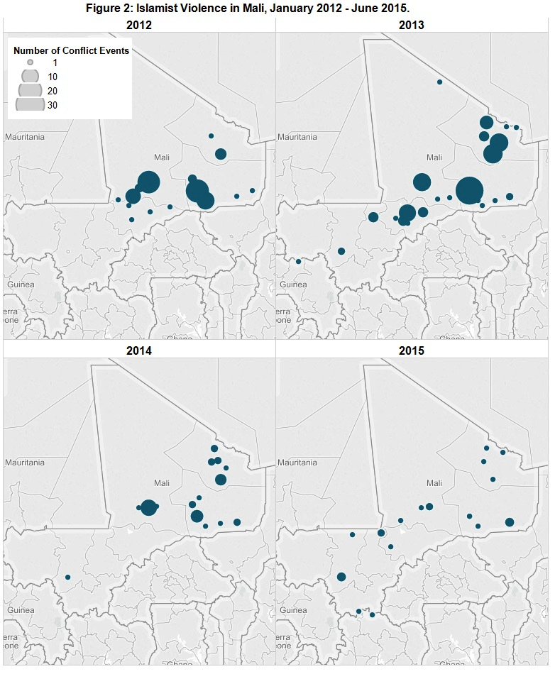 Figure 2 Islamist Violence in Mali, January 2012 - June 2015.