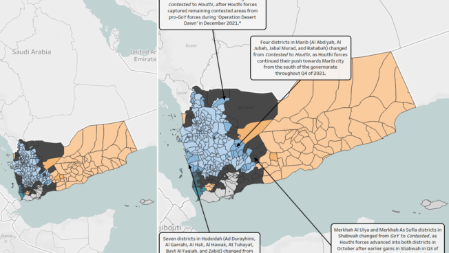 In this edition of ACLED’s new State of Yemen infographic series, Researcher Emile Roy and Middle East Research Manager Muaz A. map key developments in the conflict between the third quarter and fourth quarter of 2021.