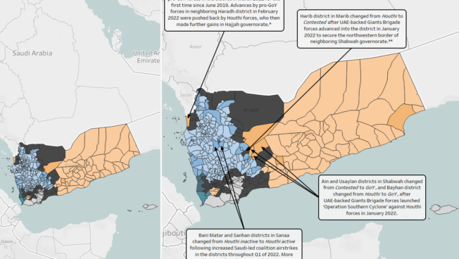 In this edition of ACLED’s State of Yemen infographic series, Researcher Emile Roy and Middle East Research Manager Muaz A. map key developments in the conflict between the fourth quarter of 2021 and the first quarter of 2022.