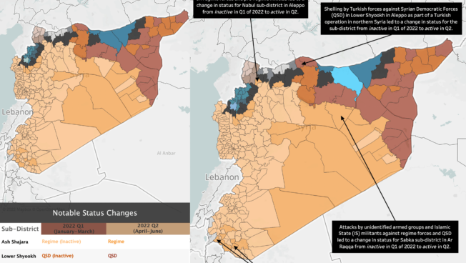In this edition of ACLED’s State of Syria infographic series, Middle East Research Manager Muaz A. maps key developments in the conflict between the first and second quarter of 2022.