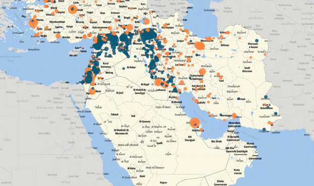 Analysis of ACLED data for March on political violence and protest trends across the Middle East, highlighting potential early warning signs for closer monitoring.