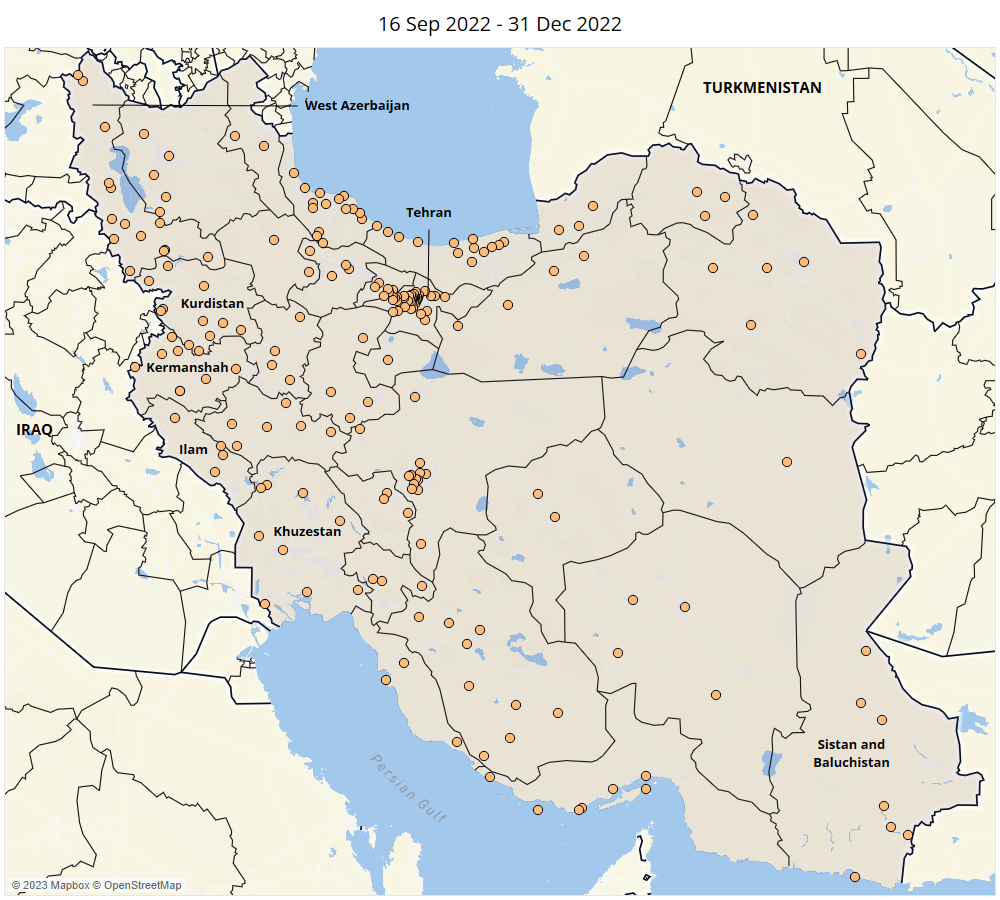 The mass demonstrations that broke out in Iran after the death of Mahsa Amini were not only unique in their geographic spread and longevity, but also in the way they coalesced around a wide range of grievances with the Islamic Republic. This report analyzes the latest data on the movement and examines how it may evolve and impact the regime’s future stability.