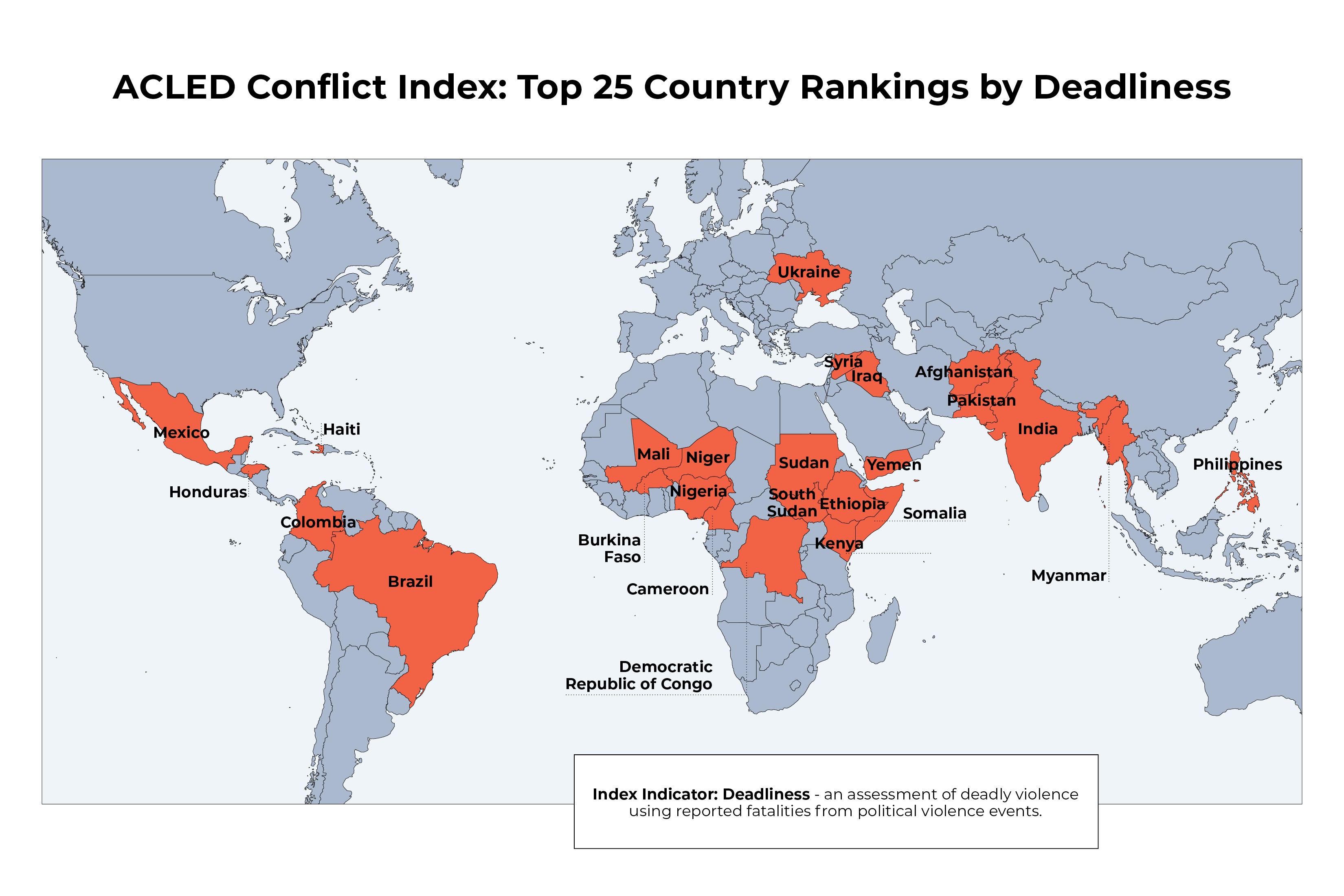 Top 25 deadliness - Conflict Index 2023