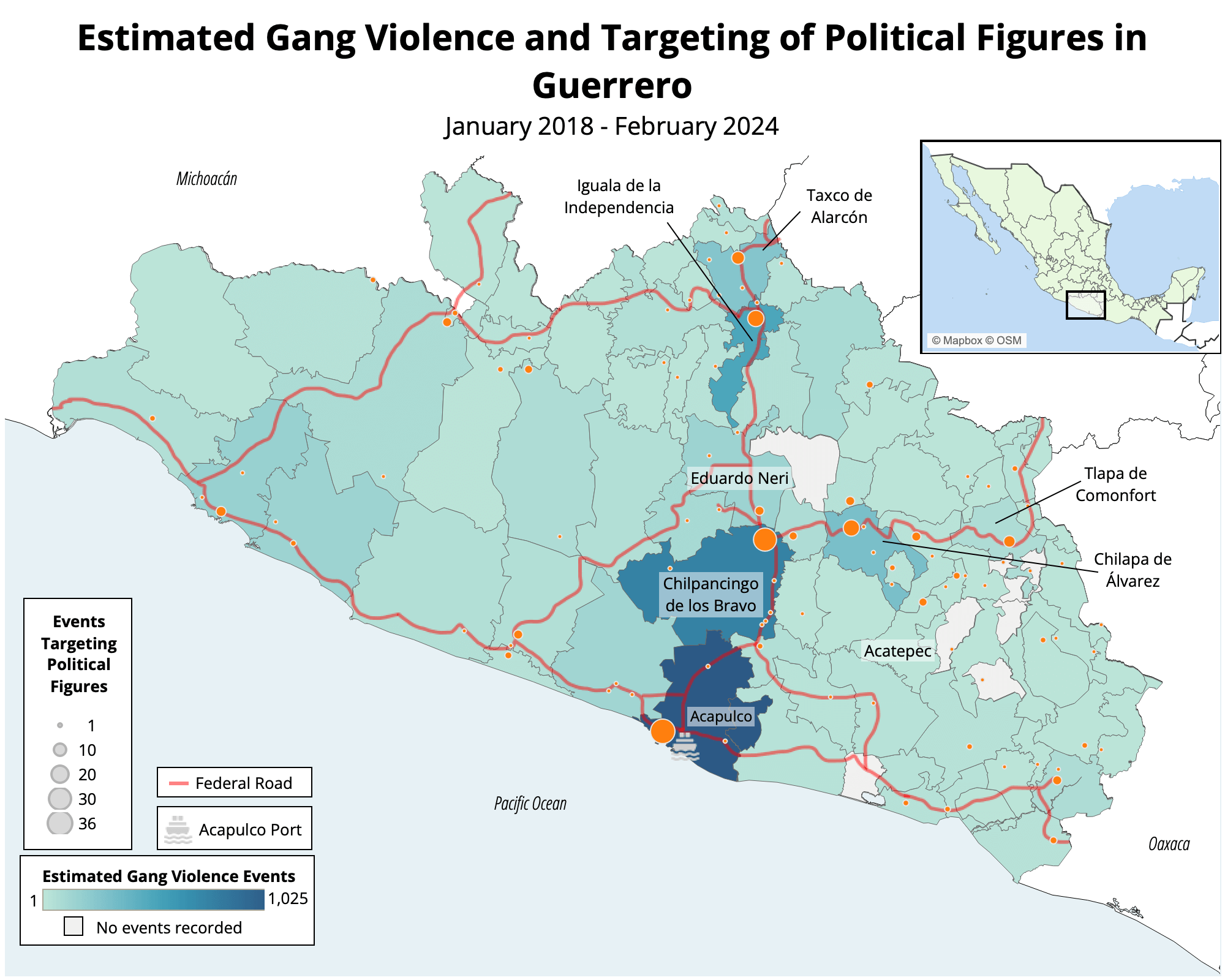 Estimated Gang violence and targeting of political figures in Guerrero