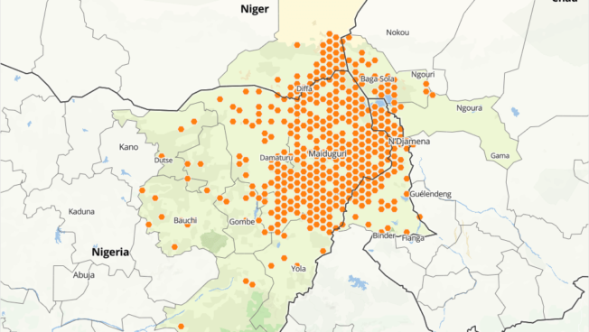 Map: Boko Haram Activity in the lake Chad Basin Area between April 2014 and March 2024