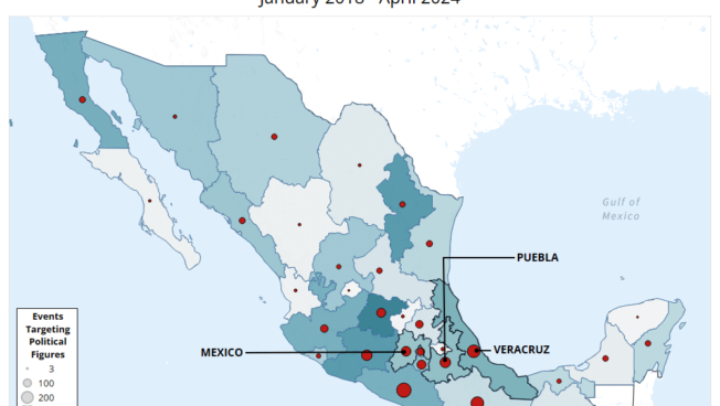 Map - Election Watch - Gang violence and Targeting of Political figures in Mexico January 2018 - April 2024