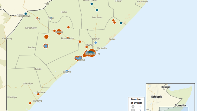 Map -Somalia - Armed offensives by al-Shabaab - 20 April - 24 May 2024
