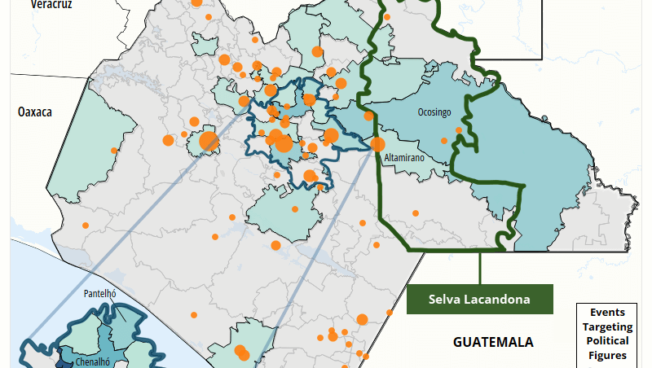 Map - Targeting of political figures in Chiapas January 2018 to April 2024