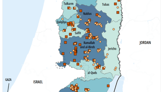 Map - Political Violence in the West Bank 1 January 2016 - 24 May 2024
