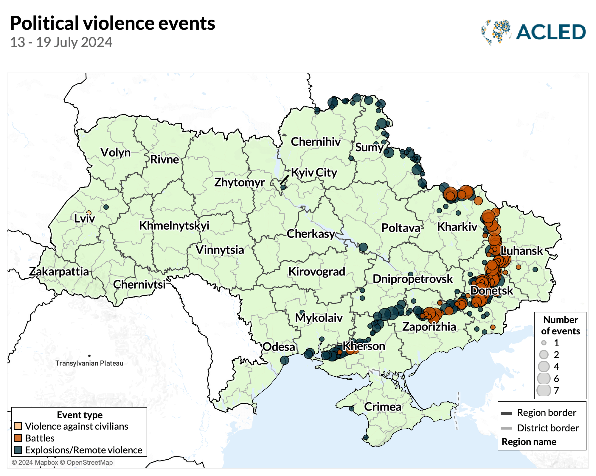 Map - Ukraine - Political violence events - 13-19 April 2024