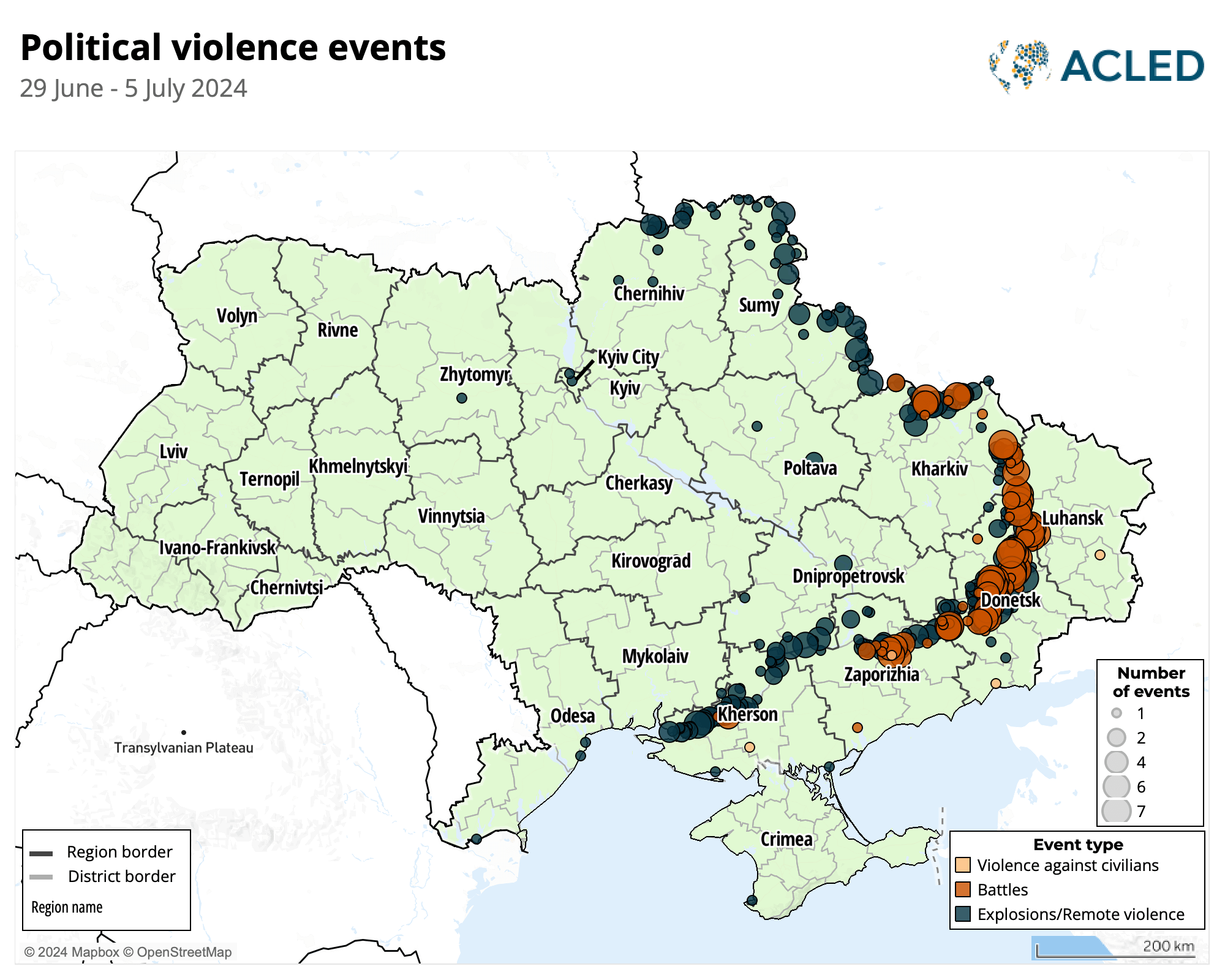 Map Ukraine Conflict Situation Update: 29 June – 5 July 2024
