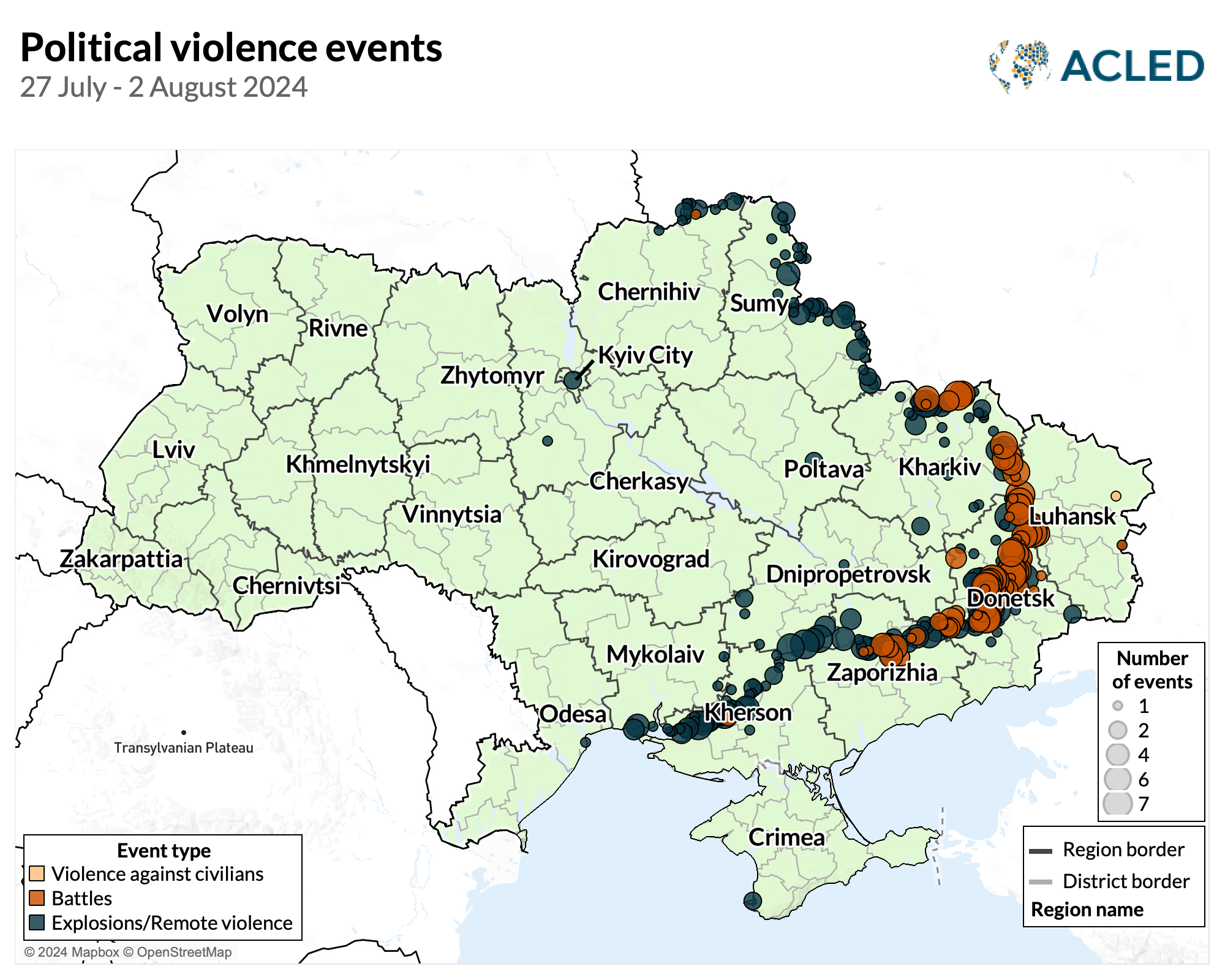 Map -Political violence events 27 July - 2 August 2024