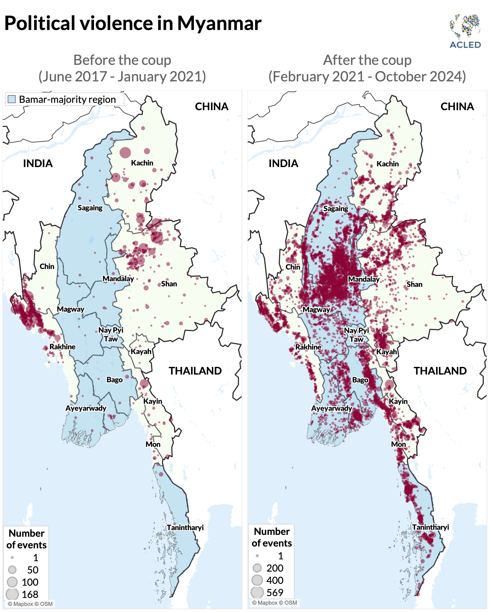 Map - Myanmar - Political violence in Myanmar