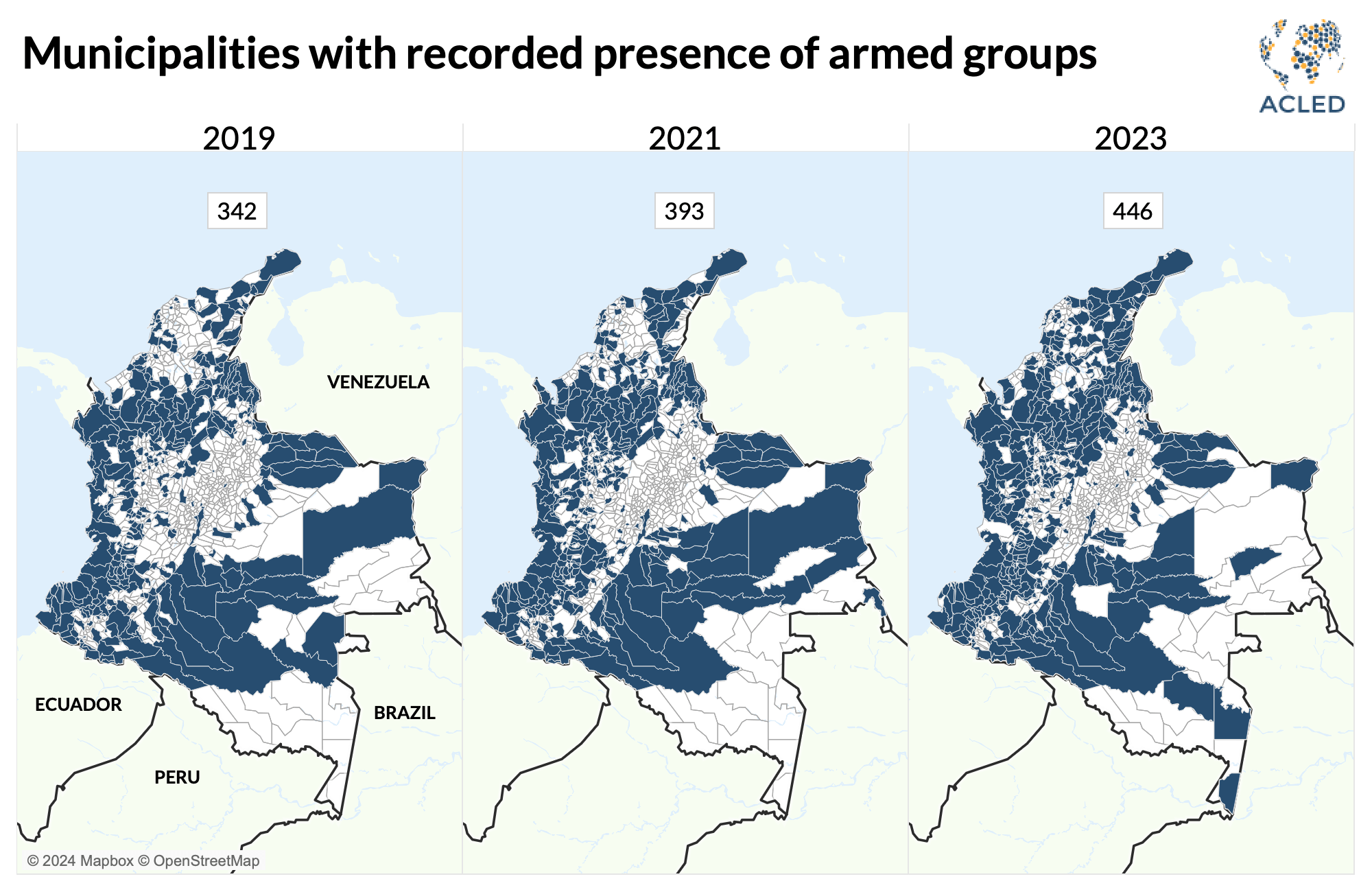 Map - Colombia - Municipalities with recorded presence of armed groups