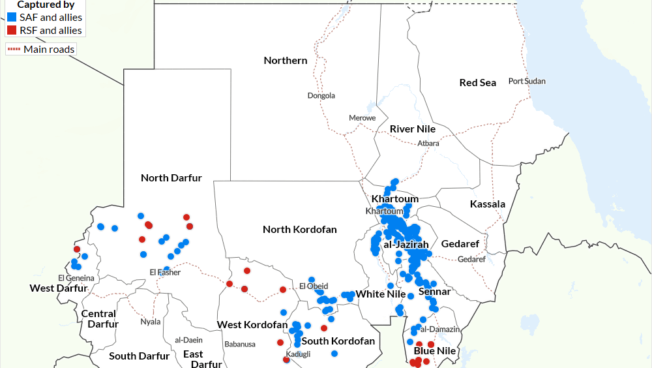 Map - Territorial advances in Sudan 26 September 2024 - 31 March 2025