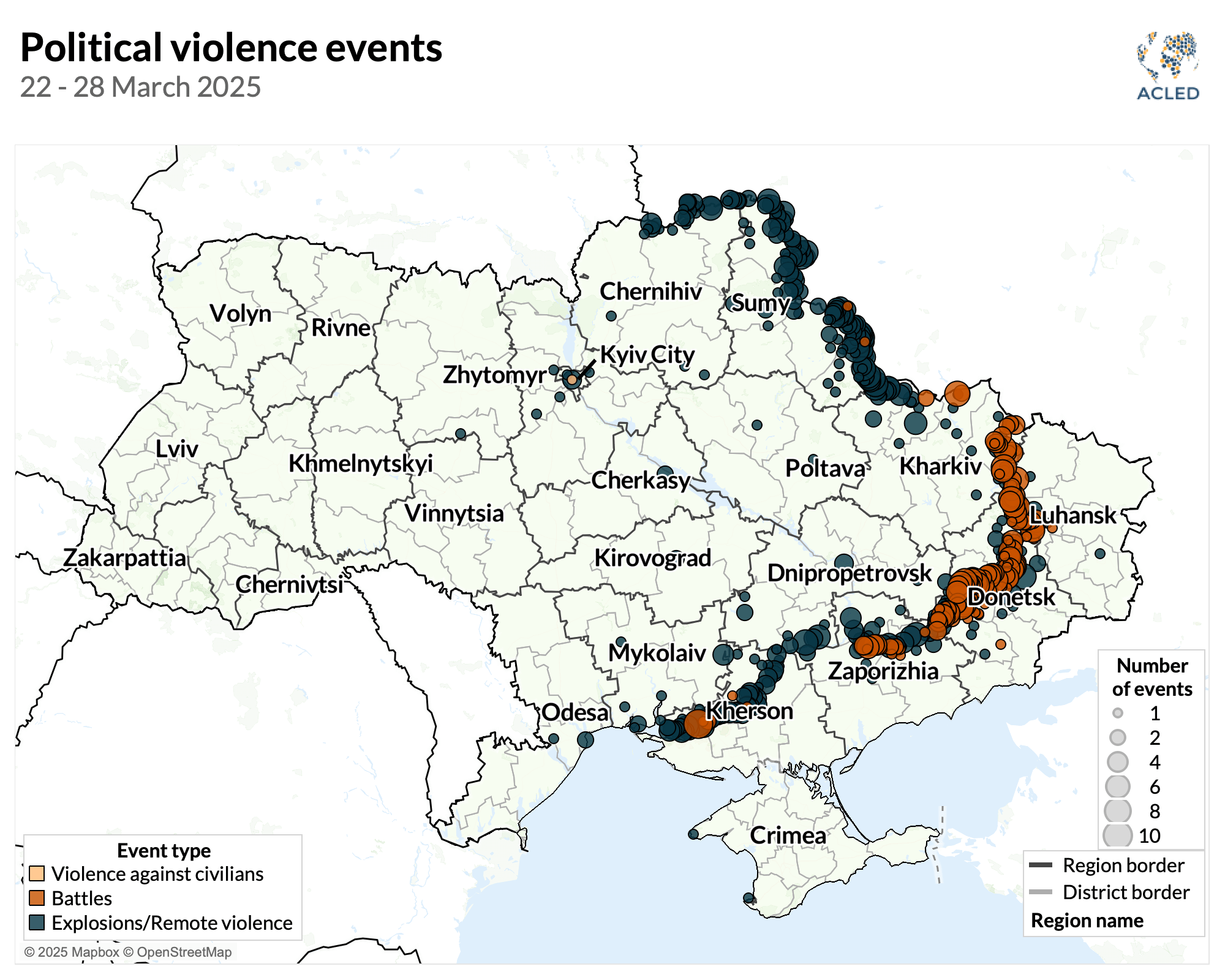 Map - Ukraine war situation update 22 – 28 March 2025