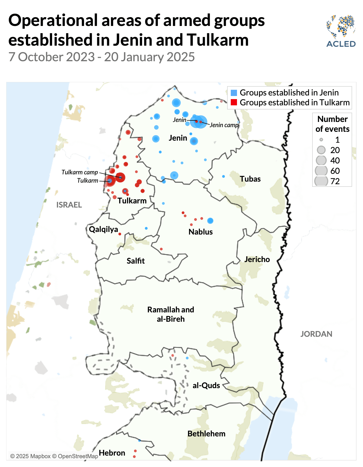 operational areas of armed groups in jenin and tulkarm - map