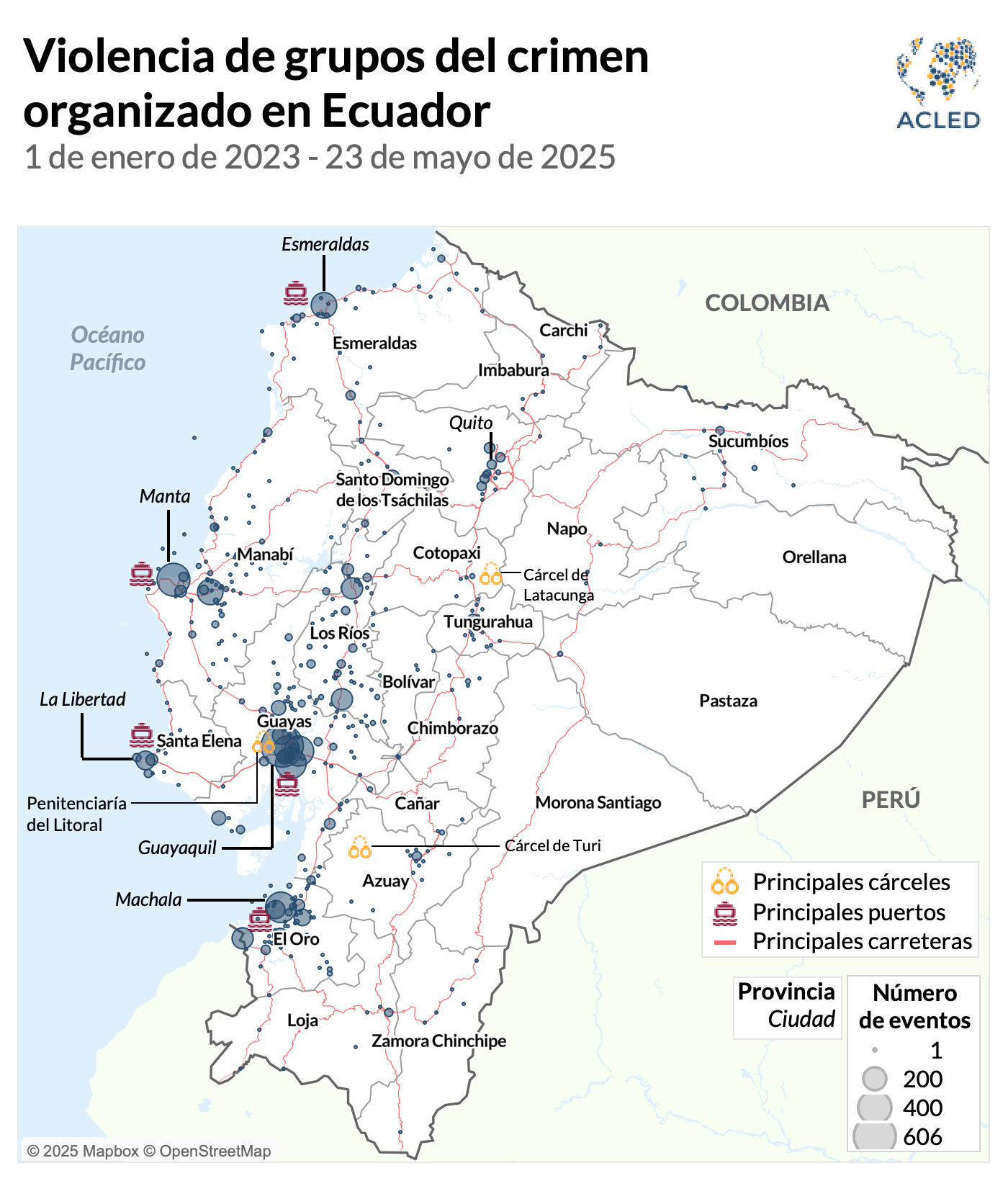 Mapa - Ecuador - Violencia relacionada con grupos del crimen organizado