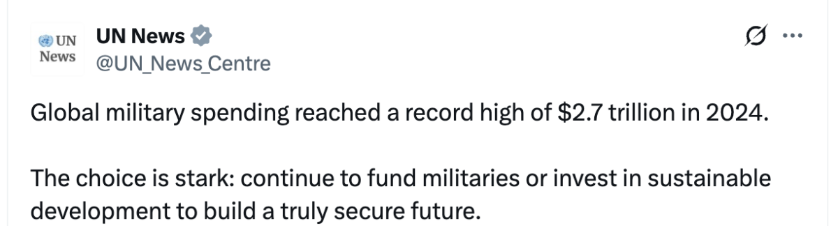 Screenshot of UN News post on X