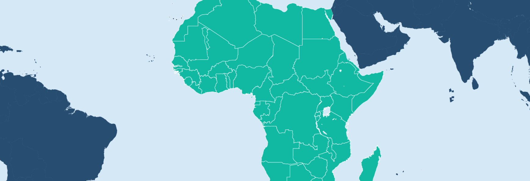 Map with Africa highlighted in green 