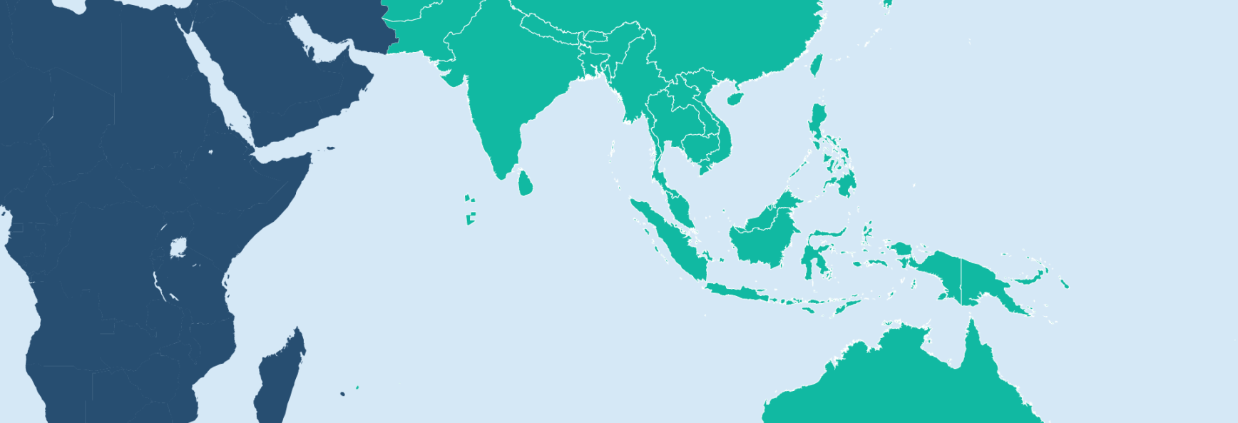 Map with Asia Pacific highlighted in green