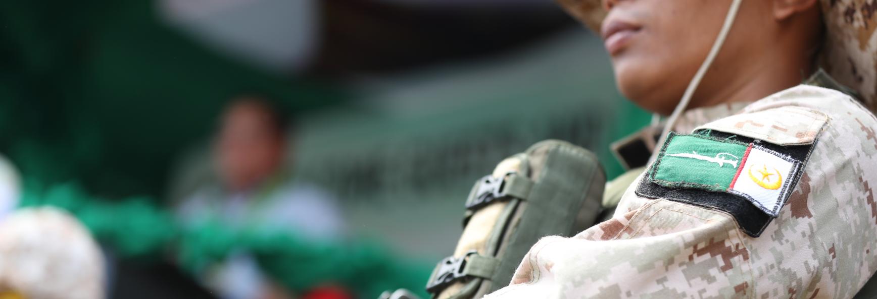 BANGSAMORO AUTONOMOUS REGION, PHILIPPINES - MARCH 09: Soldiers take security measures as more than tens of thousands BIAF-MILF (The Bangsamoro Islamic Armed Forces of the Moro Islamic Liberation Front) members attend a gathering named 'BIAF Consultation Meeting' to give some updates on the Bangsamoro Government at Camp Darapanan in Sultan Kudarat, Maguindanao del Norte, Bangsamoro Region of Philippines on March 9, 2024.