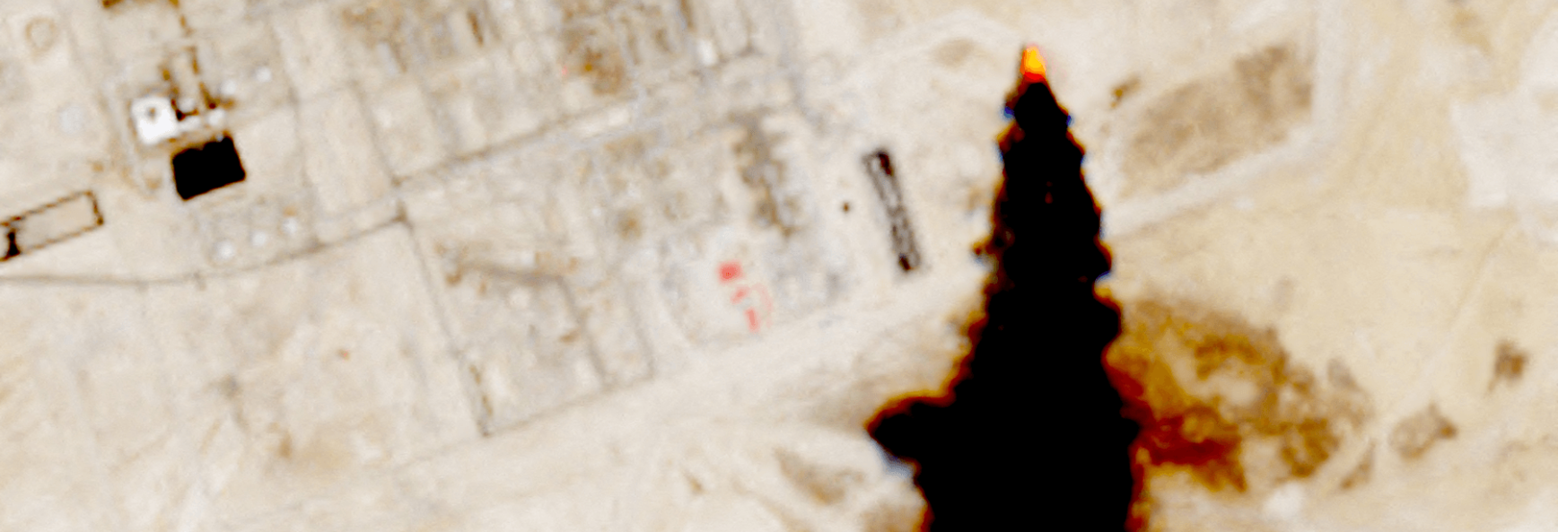 A satellite image shows smoke rising from an oil facility in Abqaiq, eastern Saudi Arabia, on 27 July 2026.