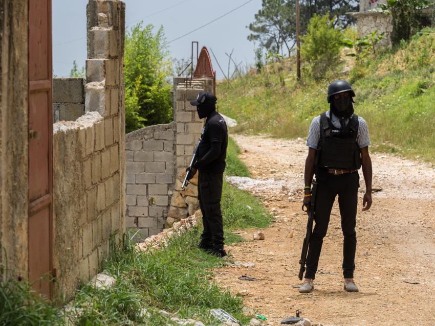 Brigadiers supporting the Haitian National Police in the fight against armed gangs in Port-au-Prince on 1 July 2025.