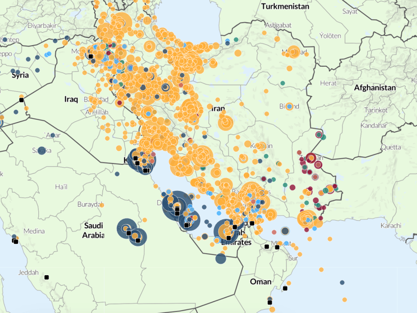 Daily strike data across the Middle East
