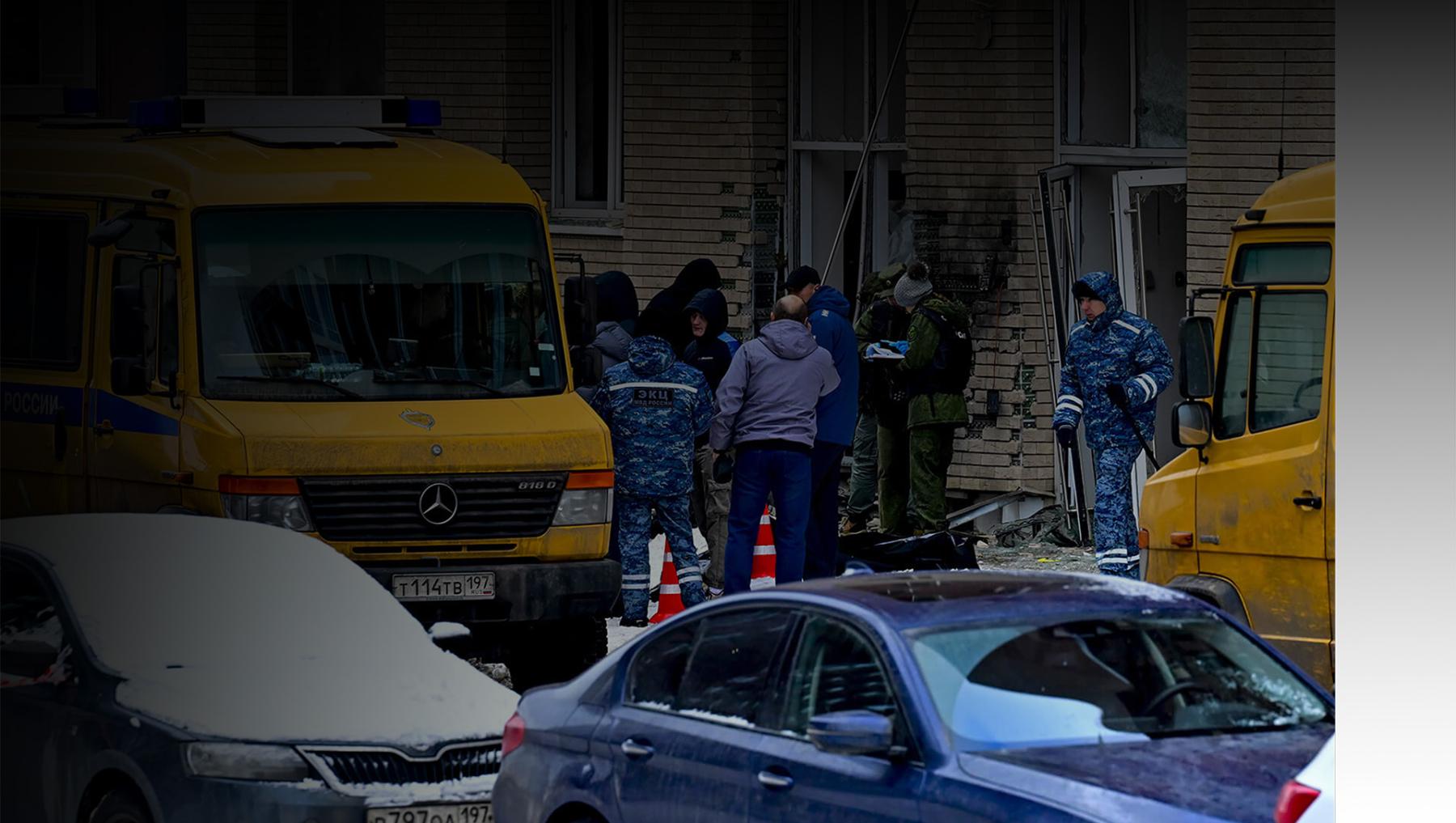 A view of the scene after Lt. Gen. Igor Kirillov, chief of Russia's Radiation, Chemical and Biological Protection Defense Troops, and his assistant were killed in an explosion in Moscow, Russia on 17 December 2024.