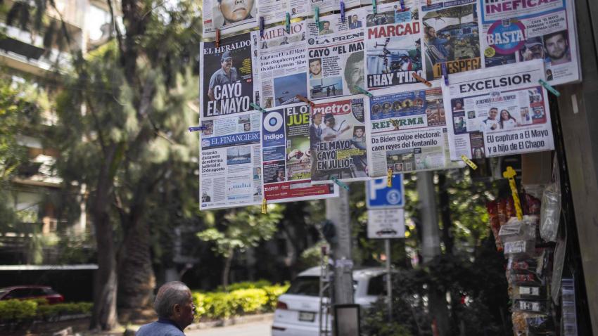 View of the front pages of Mexican newspapers showing the news of the capture of Ismael "El Mayo" Zambada, in Mexico City, Mexico on July 26, 2024. Mexican authorities reported that they had no participation in the arrest of Ismael "Mayo" Zambada, co-founder of the Sinaloa cartel, and of a son of Joaquin "El Chapo" Guzman, carried out on July 25 in Texas by US authorities.