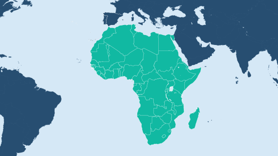Map with Africa highlighted in green 