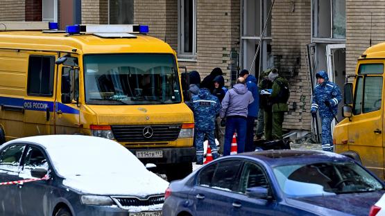 A view of the scene after Lt. Gen. Igor Kirillov, chief of Russia's Radiation, Chemical and Biological Protection Defense Troops, and his assistant were killed in an explosion in Moscow, Russia on 17 December 2024.