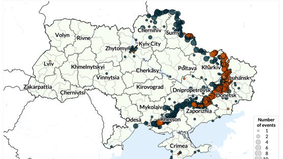 Map of political violence events in Ukraine from 19 November to 5 December 2025.