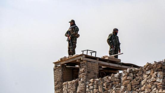 Taliban security personnel keep watch near the Durand Line in Gurbuz district of Khost province on 27 February 2026, following overnight cross-border fighting between Pakistan and Afghanistan. Photo by AFP via Getty Images