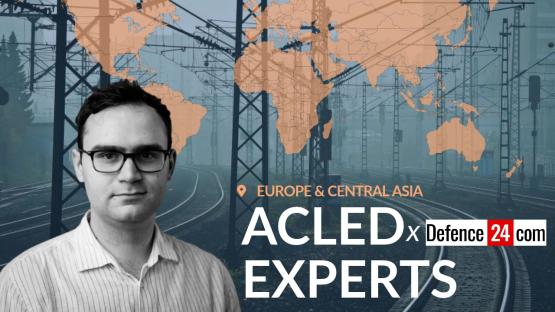 Author and world map with text 'ACLED EXPERTS' collaboration with Defence24