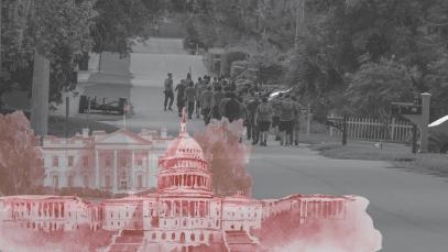 A Neo-Nazi group leaves a rally 