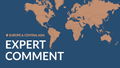 A world map background with the text &ldquo;Europe & Central Asia &ndash; Expert Comment,&rdquo;