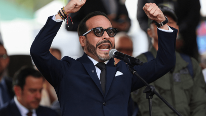 Colombia's President-elect Abelardo De la Espriella speaks on the day of Colombia's Independence Day parade in Medell&iacute;n on 20 July 2026. 