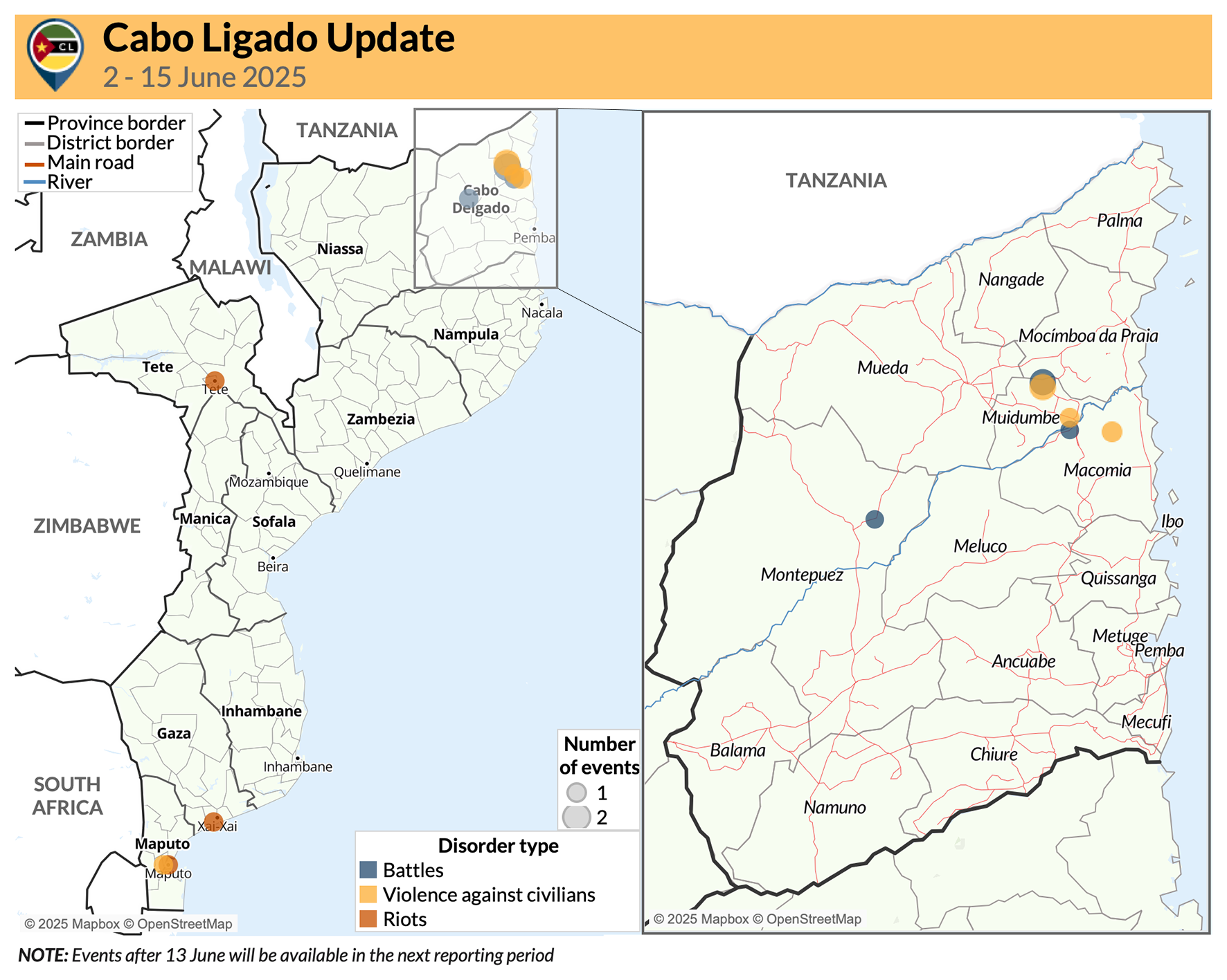 Map - Cabo Ligado Update: 2 &mdash; 15 June 2025