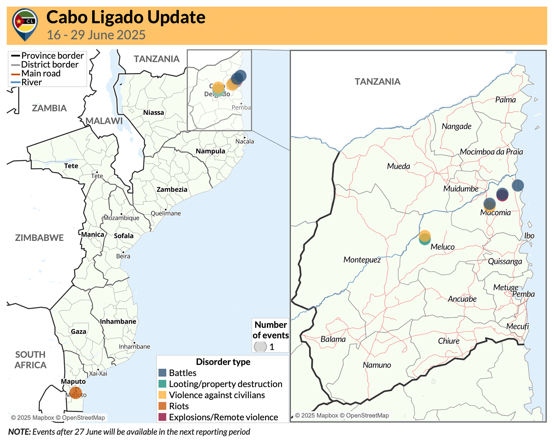 Map - Cabo Ligado Update: 16 &mdash; 29 June 2025