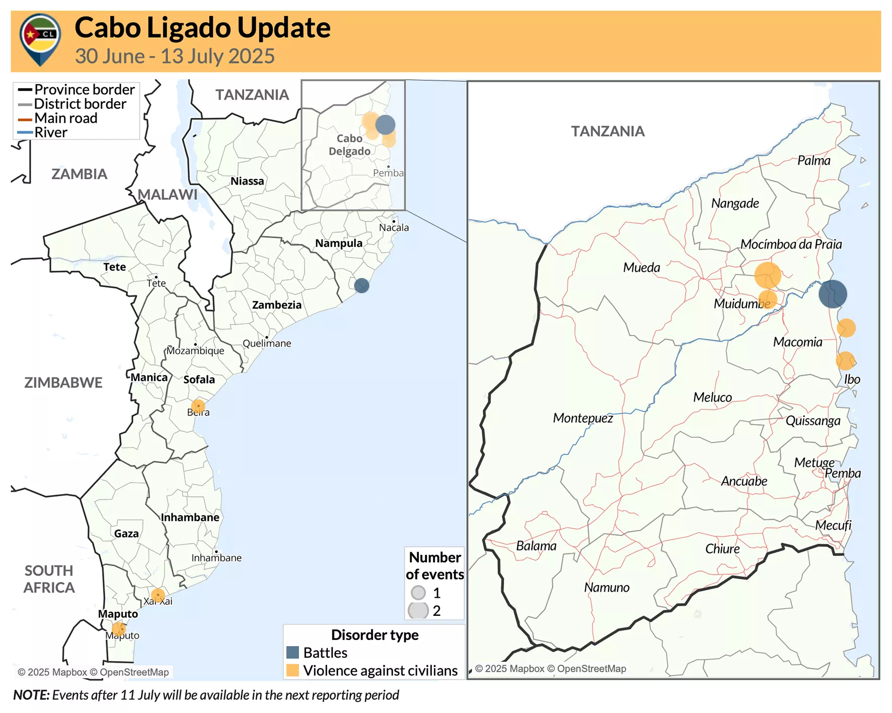 Map - Cabo Ligado Update: 30 June &mdash; 13 July 2025
