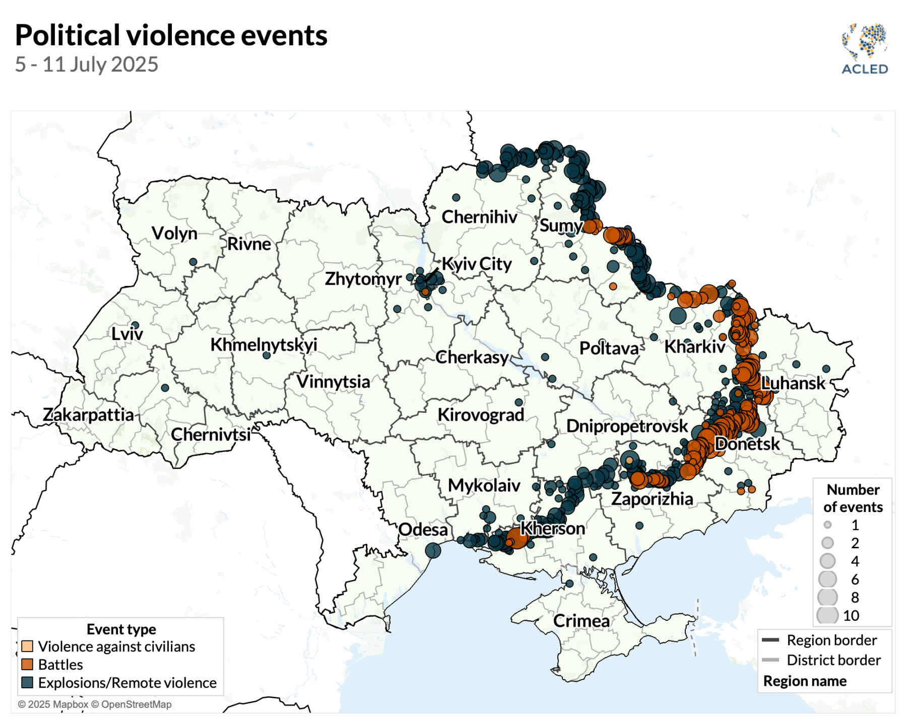 Map - Ukraine war situation update: 5 &ndash; 11 July 2025