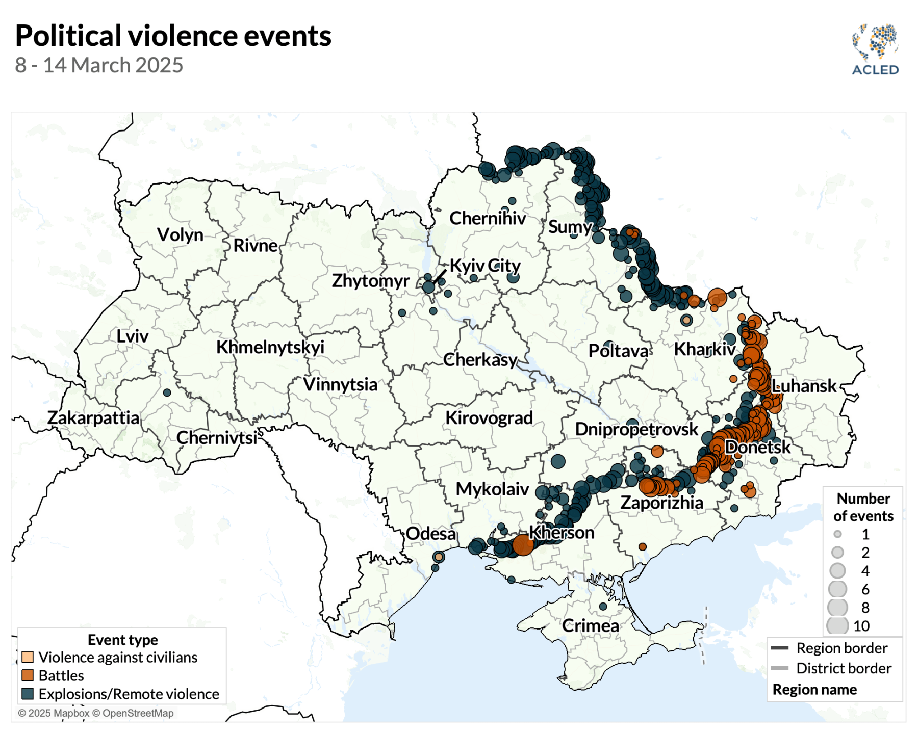 Map - Ukraine war situation update 8 &ndash; 14 March 2025
