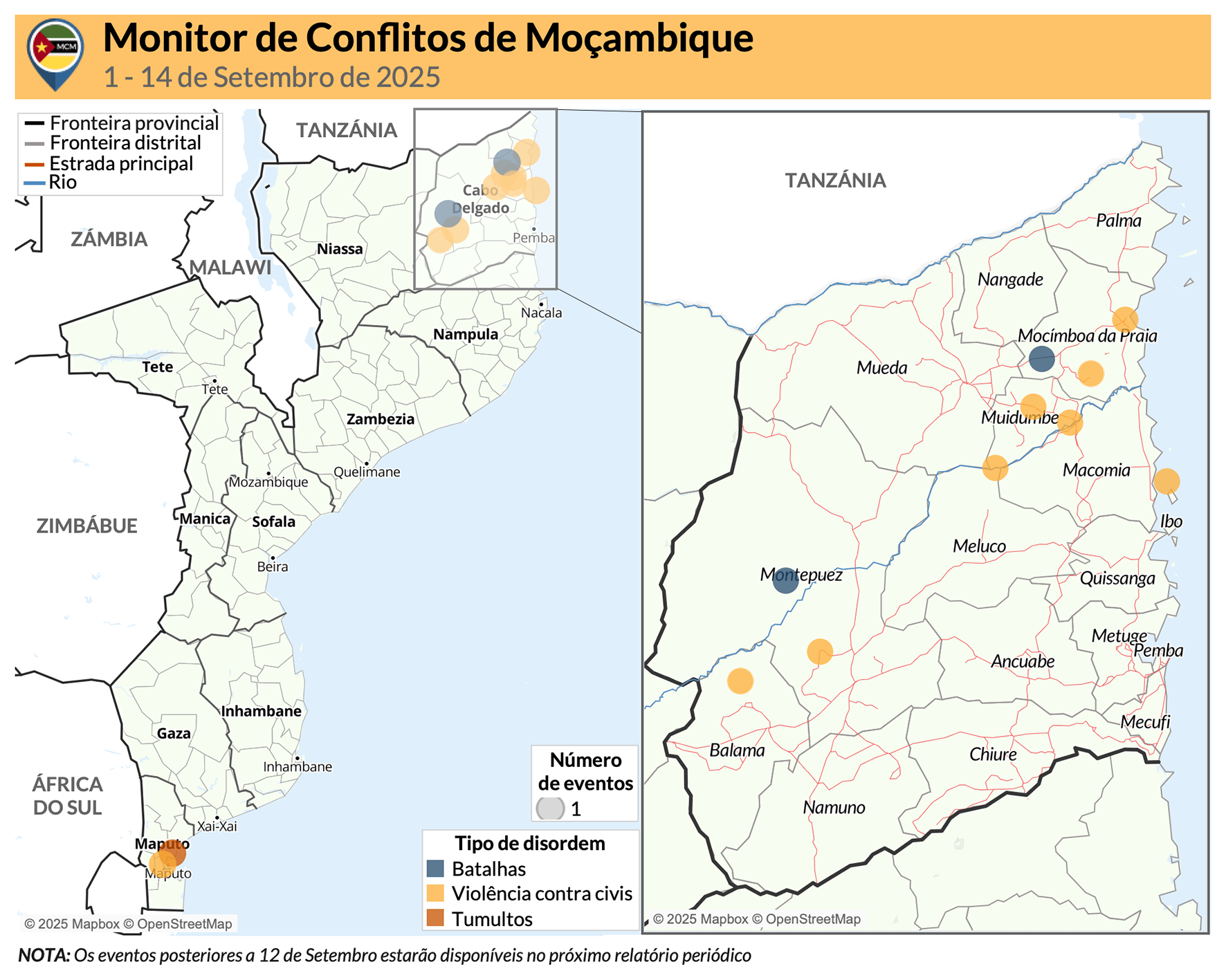 Map PT - Mozambique Conflict Monitor Update: 1 &ndash; 14 September 2025