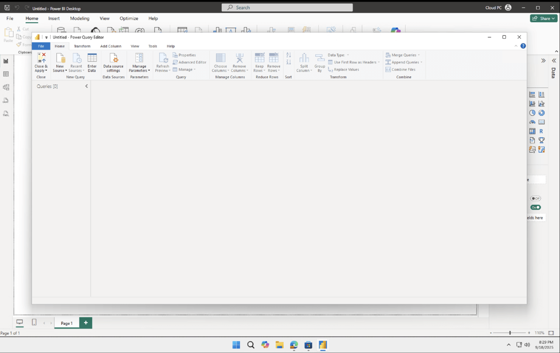 screenshot showing power query editor in powerbi