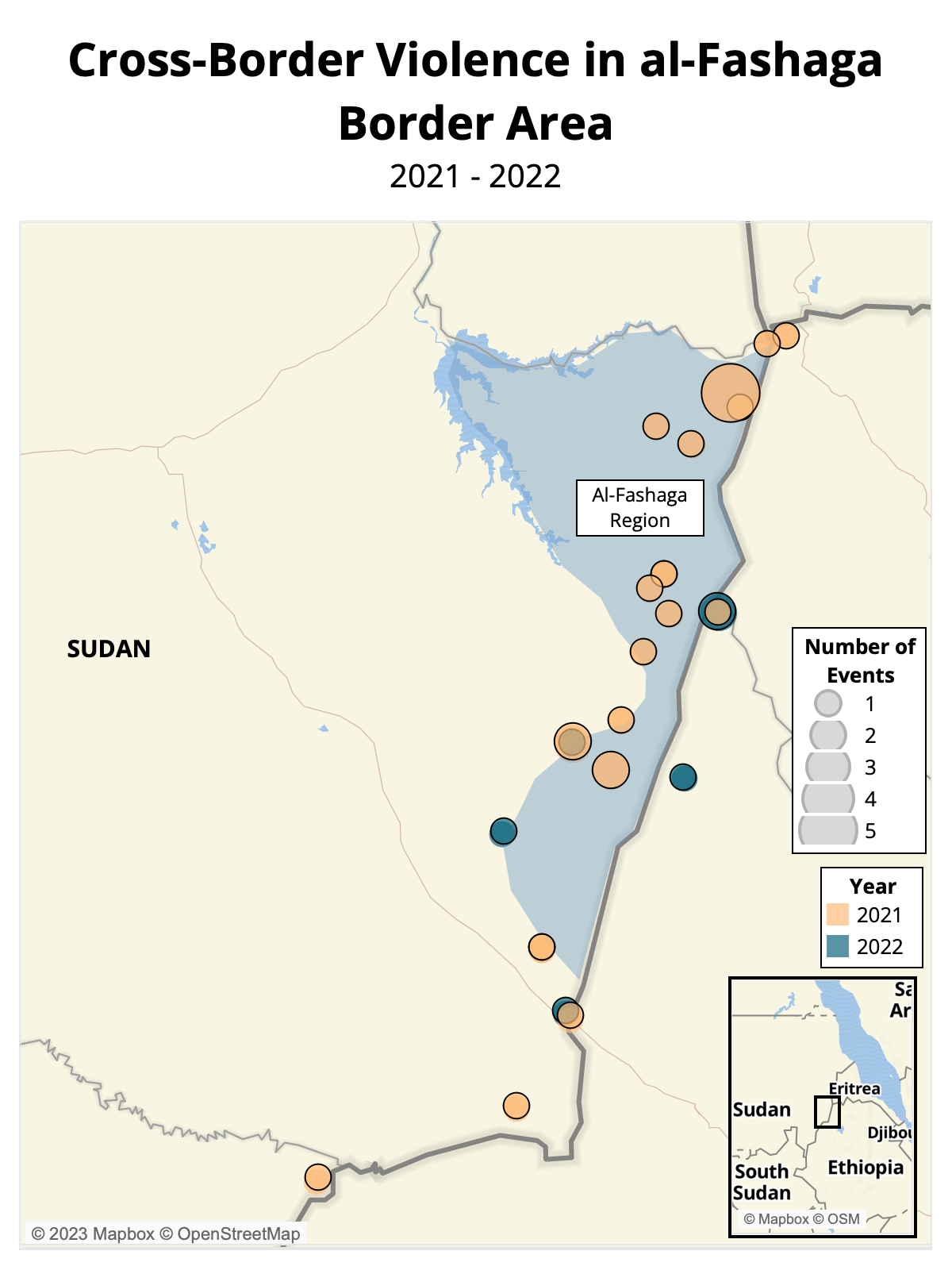 Map - Cross-Border Violence in al-Fashaga Border Area 2021 - 2022