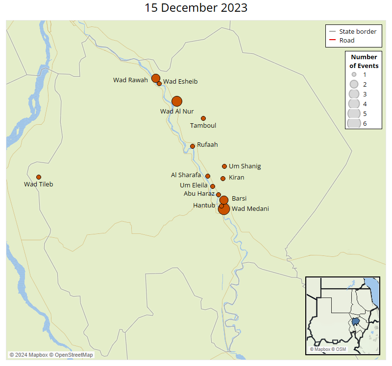 Map - Political Violence in al-Jazirah: 15-18 December 2023