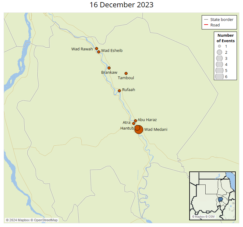 Map - Political Violence in al-Jazirah: 15-18 December 2023