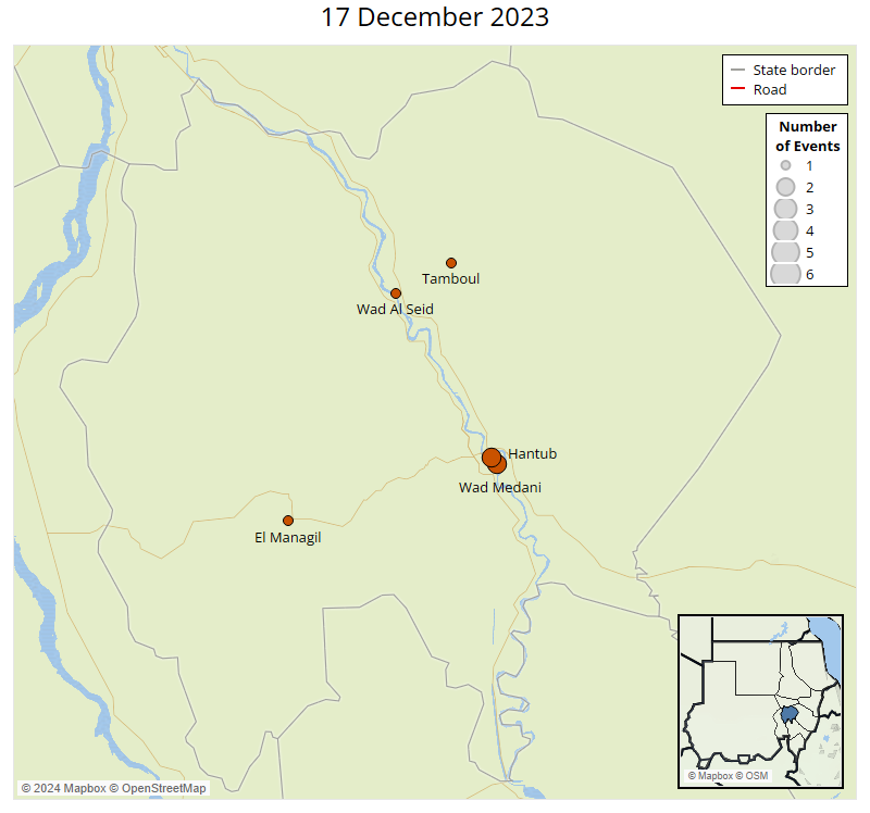 Map - Political Violence in al-Jazirah: 15-18 December 2023